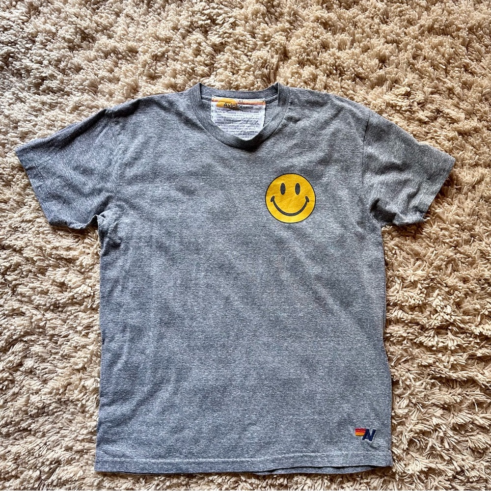 Aviator Nation smiley crew tee grey shirt